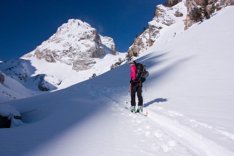 Back country skiing on the Middle Teton, Grand Teton National Park, Wyoming